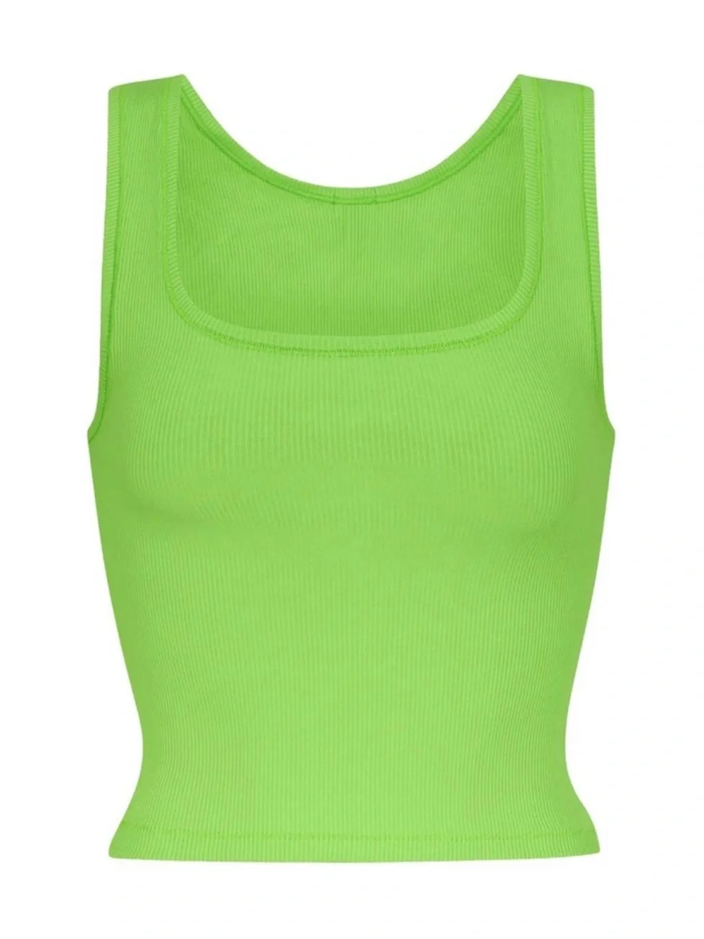 SKIMS Neon Green Cotton Ribbed Tank and Shorts Set - Picture 2 of 7